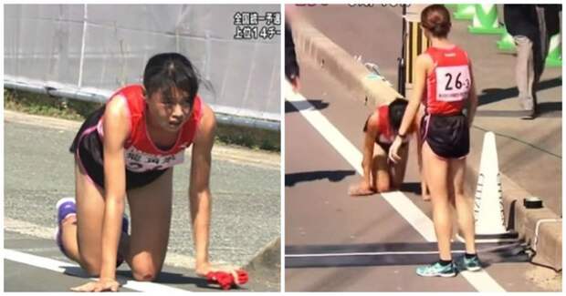 Японская бегунья во время марафона сломала ногу, но не сдалась и доползла до финиша: видео ynews, видео, воля к победе, перелом, сила духа, спорт, спортсменка, япония
