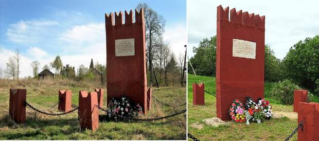 В 1972 году открыли эту мемориальную стелу у села Божонка Тверской области