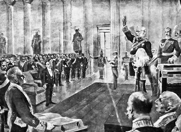 Присяга конституции новаго баварского принца-регента Людвига в Мюнхене.