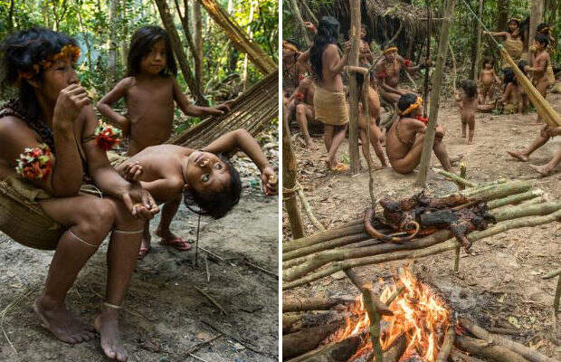 Жизнь амазонского племени на грани исчезновения (12 фото + 2 видео)