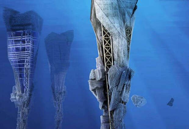 Подводные небоскрёбы переработают «мусорное пятно» в океане