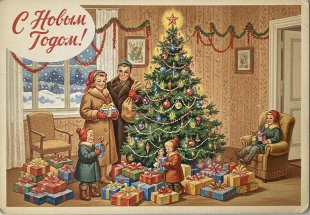 Как создать новогодние открытки в стиле СССР с нейросетями