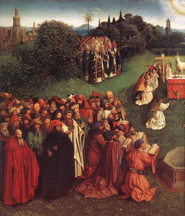 Ян ван Эйк - Eyck Jan van The Ghent Altarpiece Adoration of the Lamb detail left