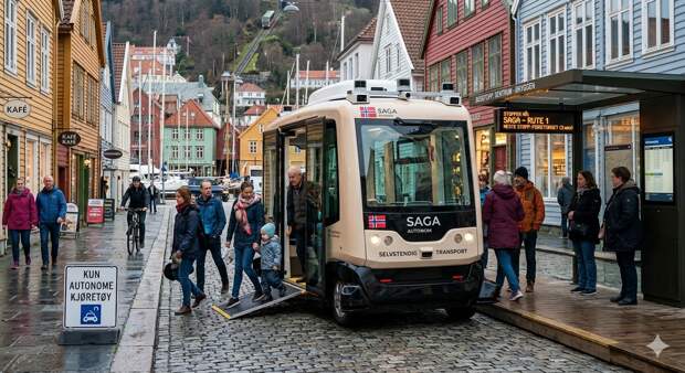 Норвегия запускает беспилотные пассажирские автобусы