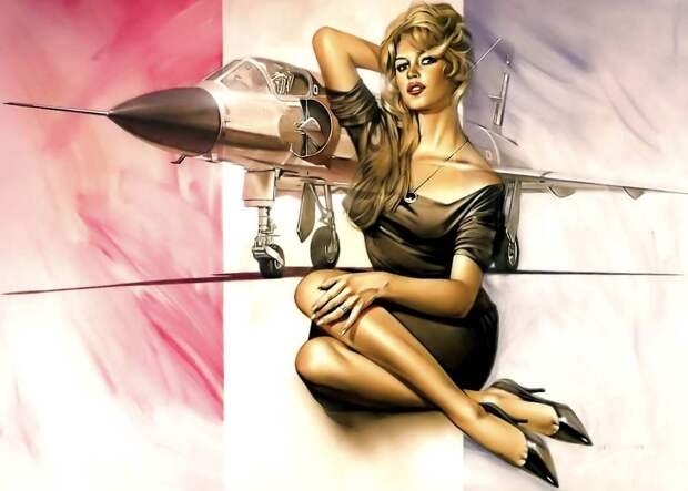 Девушки и самолеты японского художника Hajime Sorayama (33)