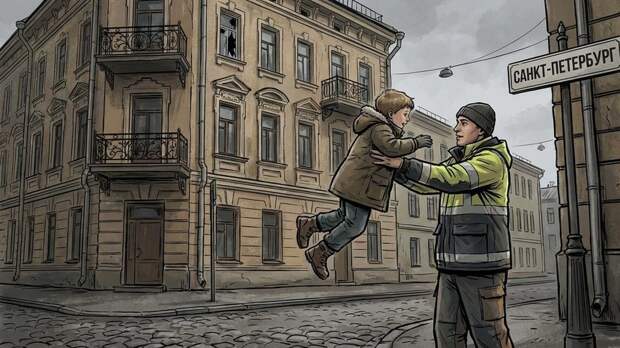 Поймавший выпавшего из окна ребёнка в Петербурге дворник прижал его к себе