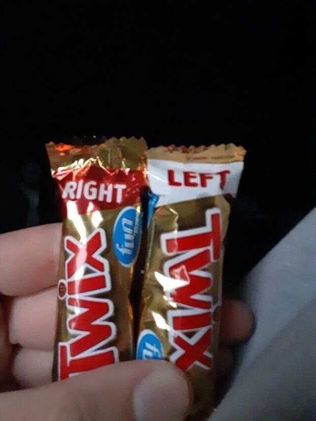 7. Поменять местами левую и правую палочку Twix — это сильно!
