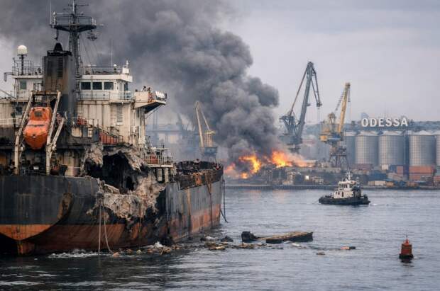В Одессу перестали идти суда после ударов по портам и ущерба торговым кораблям