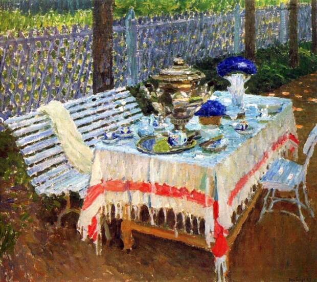 Утренний чай (В аллее). Художник Игорь Грабарь, 1917 г. Фото: hudojnik-impressionist.ru
