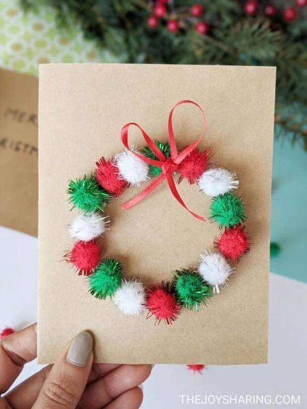 https://www.thejoysharing.com/2019/12/pom-pom-wreath-christmas-card.html