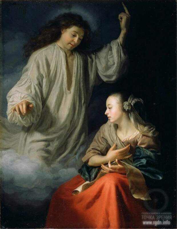 Благовещение. Архангел Гавриил и Дева Мария. Г. Шалькен (1643-1706)