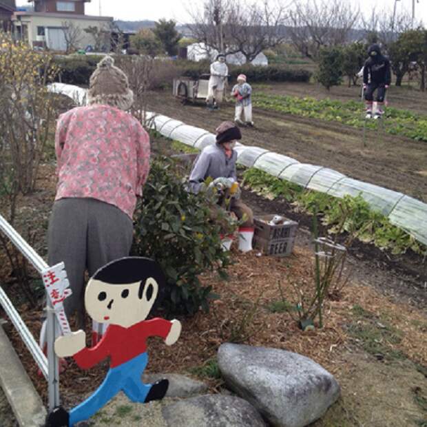 Много чучел в огороде японского фермера Нобую Онимуши, Nobuou Onishi