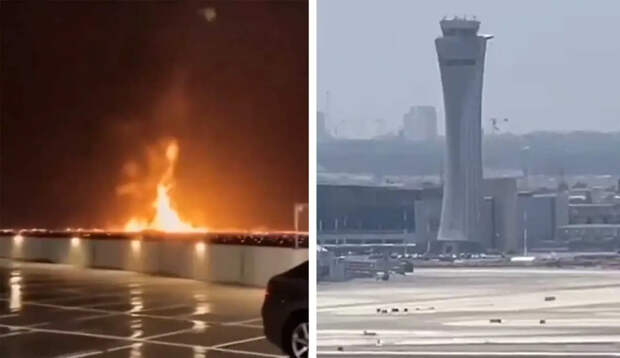 В районе главного аэропорта Израиля Бен-Гурион продолжается пожар