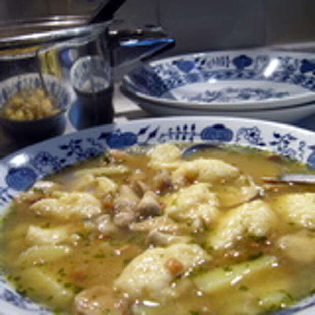 Суп с дождевиками и галушками