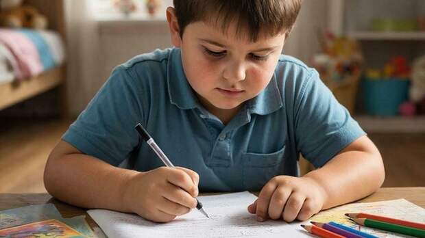 Ребенок делает уроки / Изображение сгенерировано GigaChat от Сбера / amic.ru