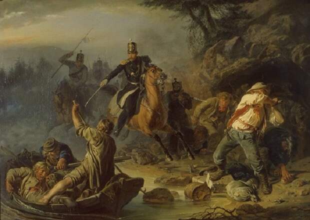 Василий Худяков - «Стычка с финляндскими контрабандистами», 1853 Василий Худяков - «Стычка с финляндскими контрабандистами», 1853