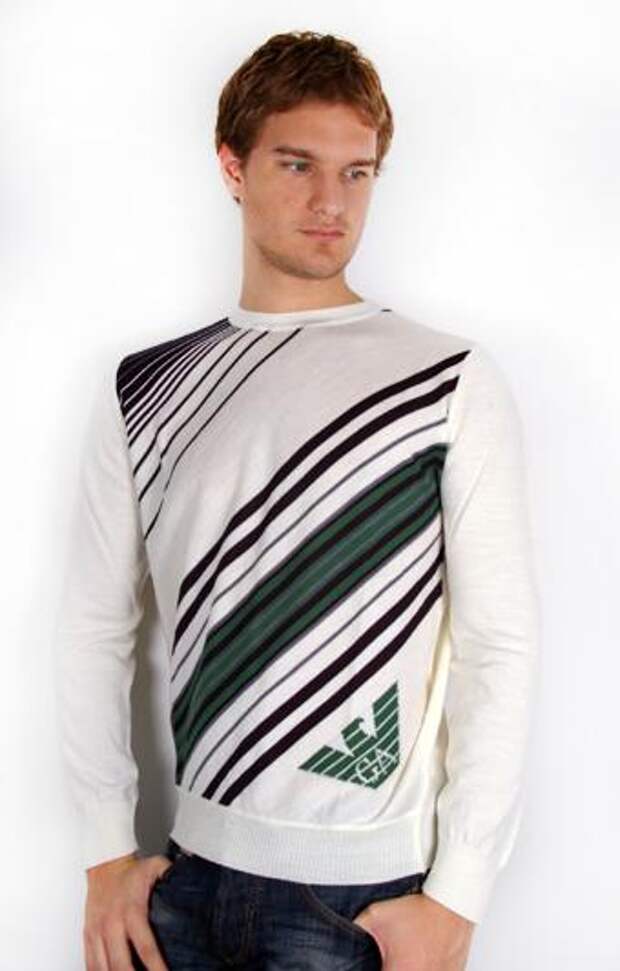 Armani Jeans Long Sleeve Top For Men- Black/White