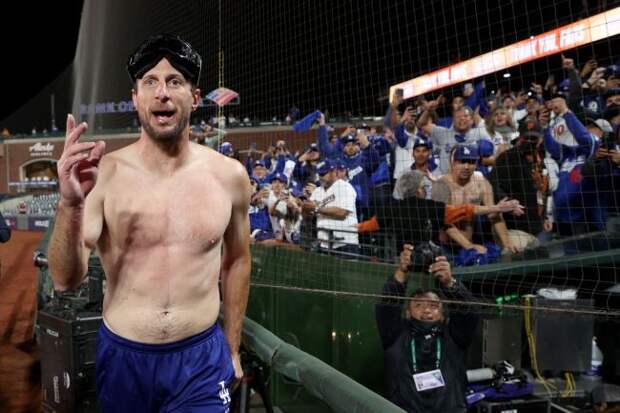 Max Scherzer Shirtless NLDS Celebration Party