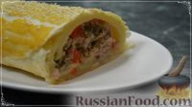 Фото к рецепту: Мясной рулет в слоеном тесте