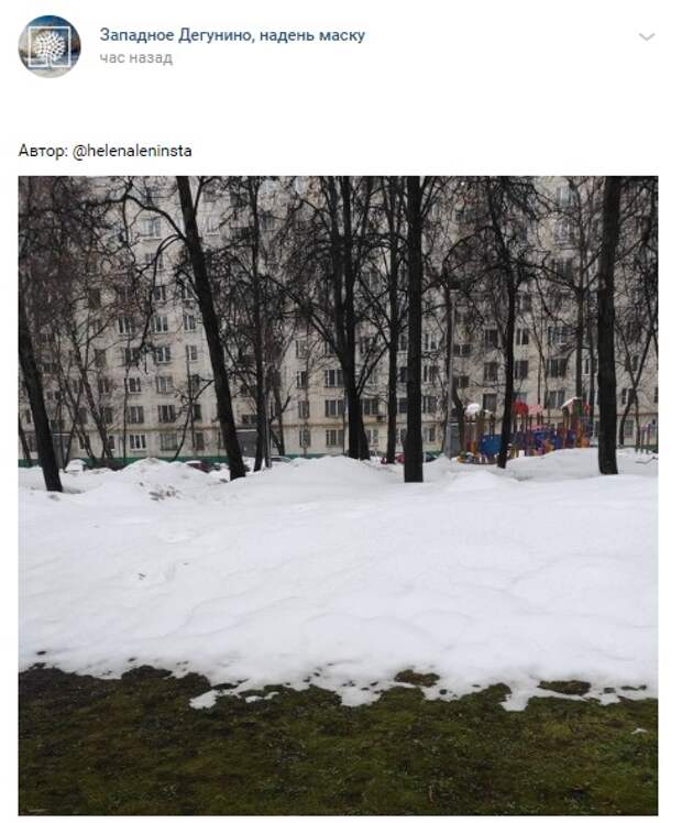 Фото дня: зима и весна встретились на Коровинском шоссе