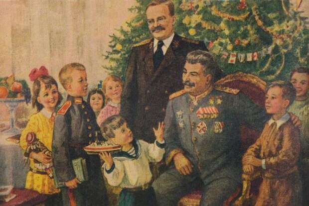 Сталина тоже иногда изображали на новогоднем празднике с детьми. / Фото: www.artru.info