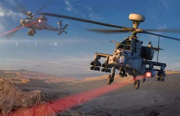 Apache AH-64 с лазерным вооружением.