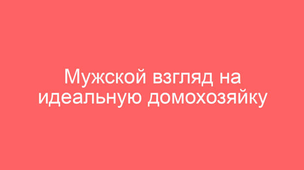 Мужской взгляд на идеальную домохозяйку