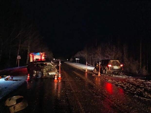 В Новгородской области при лобовом столкновении «Лэнд Крузер» смял «Ладу»