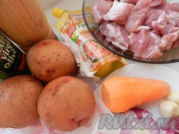 Ингредиенты для приготовления жаркого из свинины с картошкой