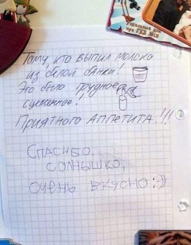 Самые смешные и неожиданные записки на холодильнике