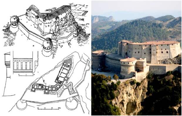 Благодаря стараниям военного инженера и архитектора Францеско ди Джиоржио Мартини удалось укрепить старую часть крепости и построить новое фортификационное сооружение (San-Leo fort, Италия).