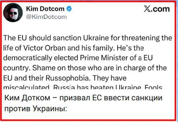 Ким Дотком – призвал ЕС ввести санкции против Украины
