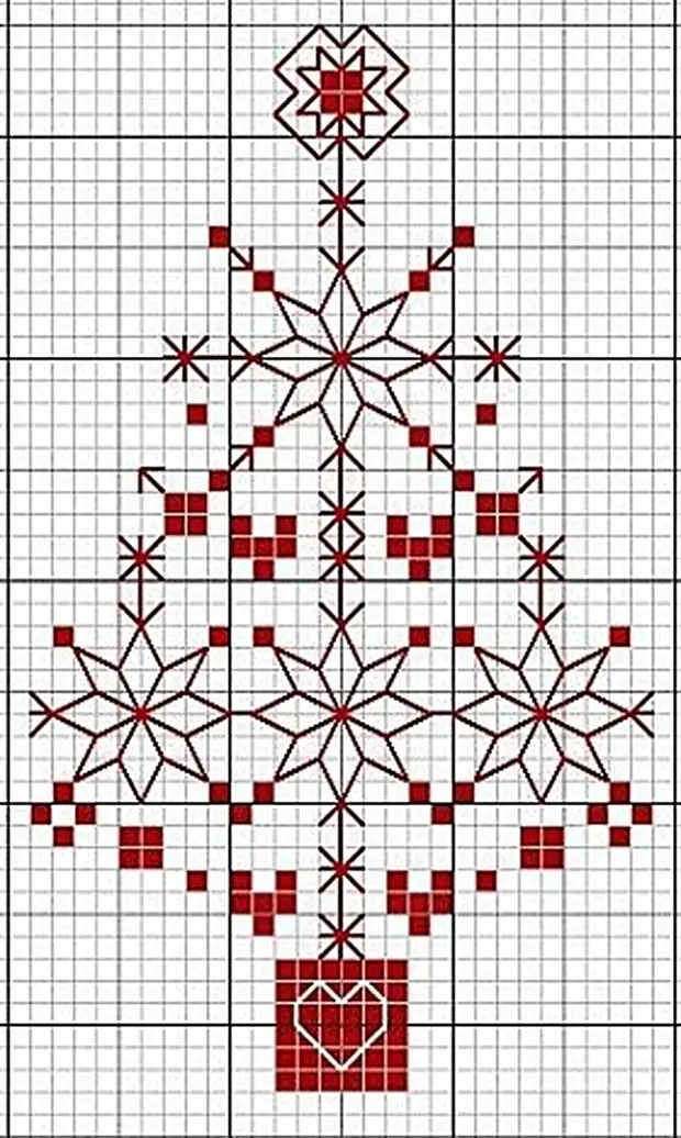 Снежинка крестиком схема маленькая