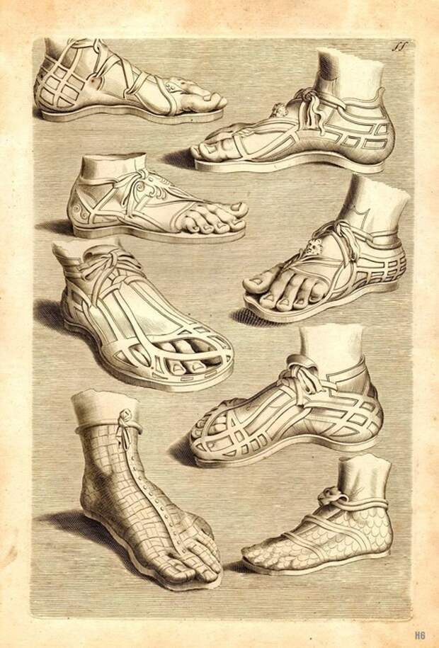 Обувь древних римлян. /Фото: pinterest.com