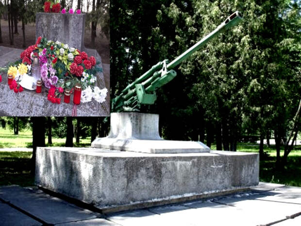 Памятник до и после осквернения