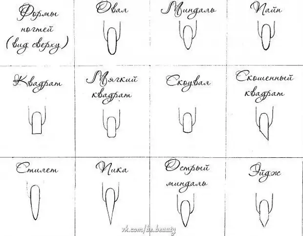 Формы ногтей схемы опила