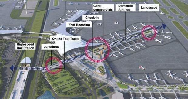 Планировка нового терминала (концепт Changchun's Longjia International Airport). | Фото: archdaily.com.