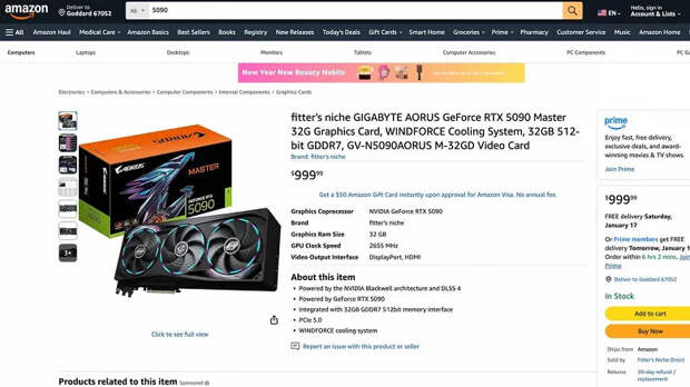 42 человека заказали на Amazon в США GeForce RTX 5090 за 1000 долларов, а в итоге получили лишь сумки на пояс