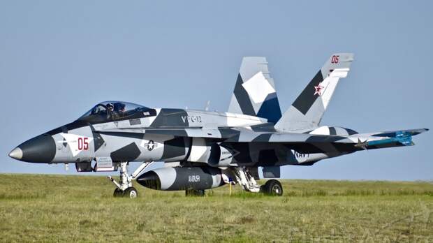 Истребитель USAF F/A-18 Hornet, Aggressor Squadron. Как мило смотрятся звезды ВКС.