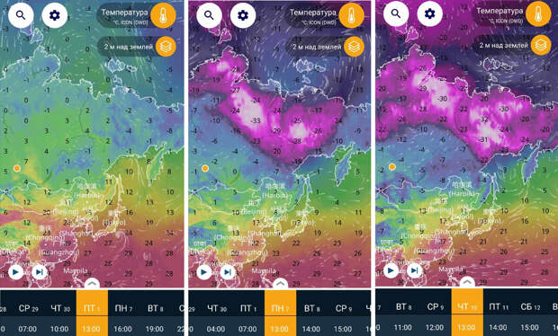 Информация с сервиса ventusky