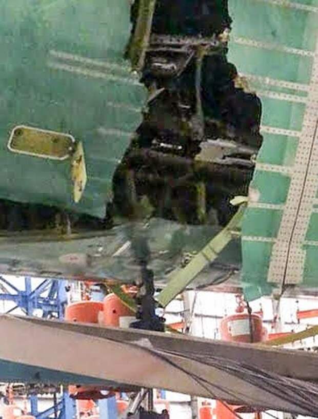 The fuselage of the 777X ground test airplane was split by a high-pressure rupture during a test on Sept. 5. With the wings bent upward and the interior at maximum pressure, the failure occurred just shy of the ultimate load required to certify the airplane. 