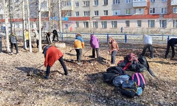 Школы Архангельска вышли на весенние субботники