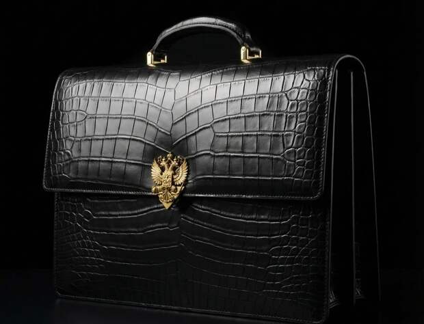 В России предприниматель из списка Forbes заказал портфель из кожи аллигатора с гербом РФ