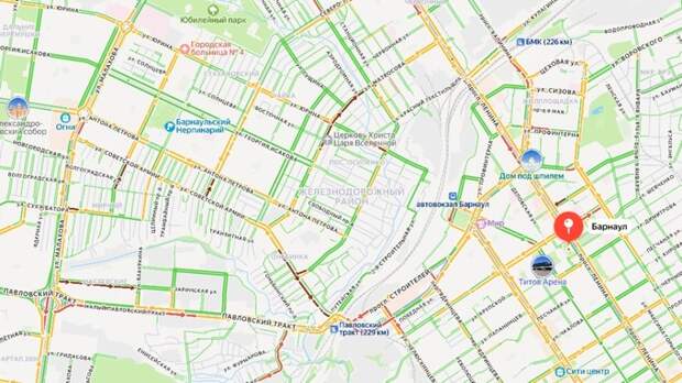 Пробки в 8 баллов заблокировали движение в Барнауле утром 21 января. Куда не стоит ехать