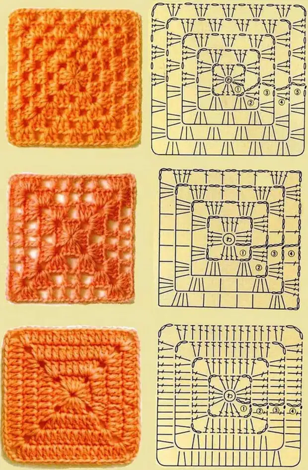 Простые и красивые мотивы для вязания крючком : схемы и описание