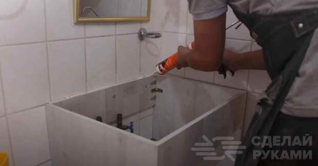 Как сделать настенную тумбу с дверцами под раковину