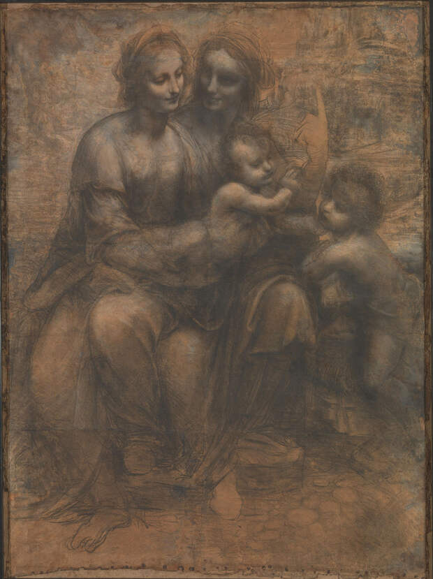 Подготовительный «картон» для неосуществленной картины «Святая Анна с Мадонной и младенцем Христом», 1508-1510 годы