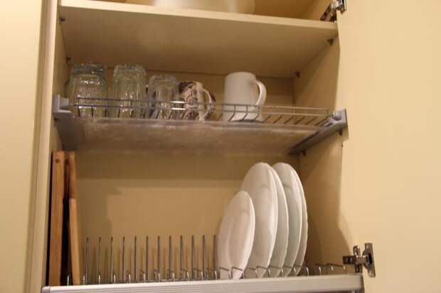 Системы хранения на кухне, сушилка для посуды в шкафу