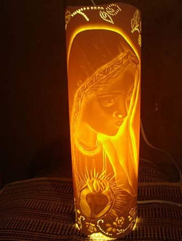 детский светильник Дева Мария, вырезанный на пвх трубе