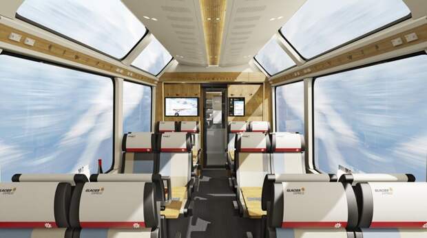 Из вагонов с огромными окнами открываются виды на швейцарские горы, озера, акведуки и перевалы